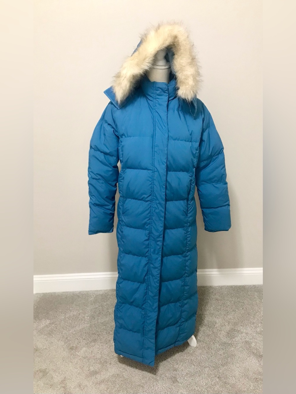 L.L. Bean  Long Down Ultra Warm Coat with Faux-Fur Trim Hood